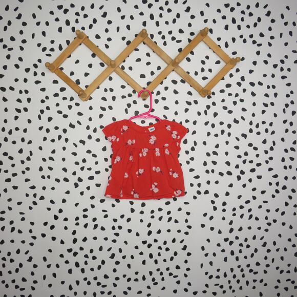Old Navy Red Floral Print Short Sleeve Baby Top - Picture 1 of 6
